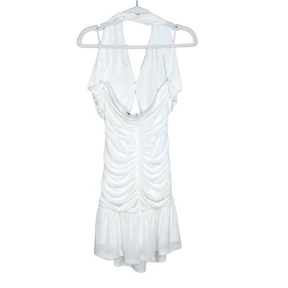 MISHA Size 8 Callie Mini Ruched Halter Summer White Dress - Picture 5 of 10